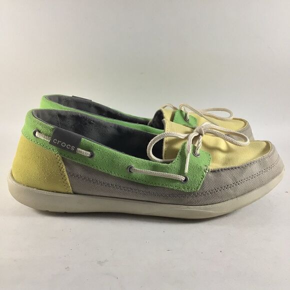 Crocs Walu womens boat shoes lace up sneakers gray size 10 200482 - Picture 1 of 8